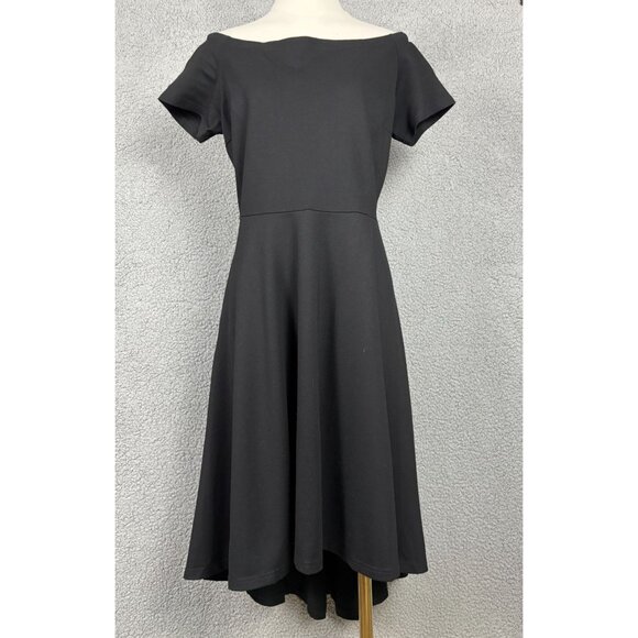 Sarin Mathews Dresses & Skirts - Sarin Mathews Women's XL Black Off-Shoulder Short Sleeve High-Low Dress NWT's